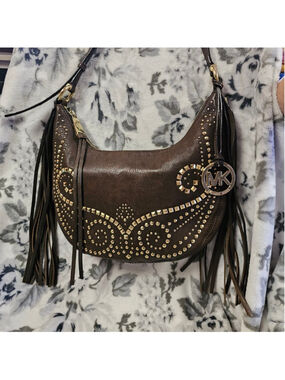 Michael Kors Rhea Studded Fringe Messenger Bag